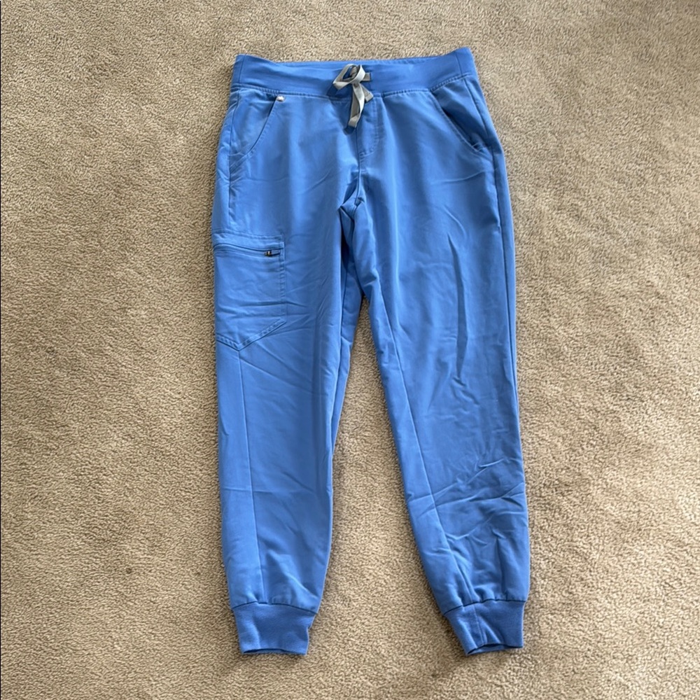 Figs Blue Jogger Sweatpants with Elastic Cuffs and Relaxed Fit